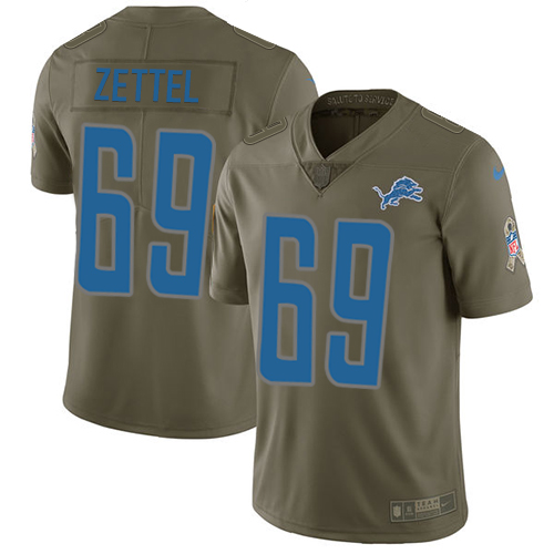 Nike Lions #69 Anthony Zettel Olive Men's Stitched NFL Limited Salute To Service Jersey - Click Image to Close